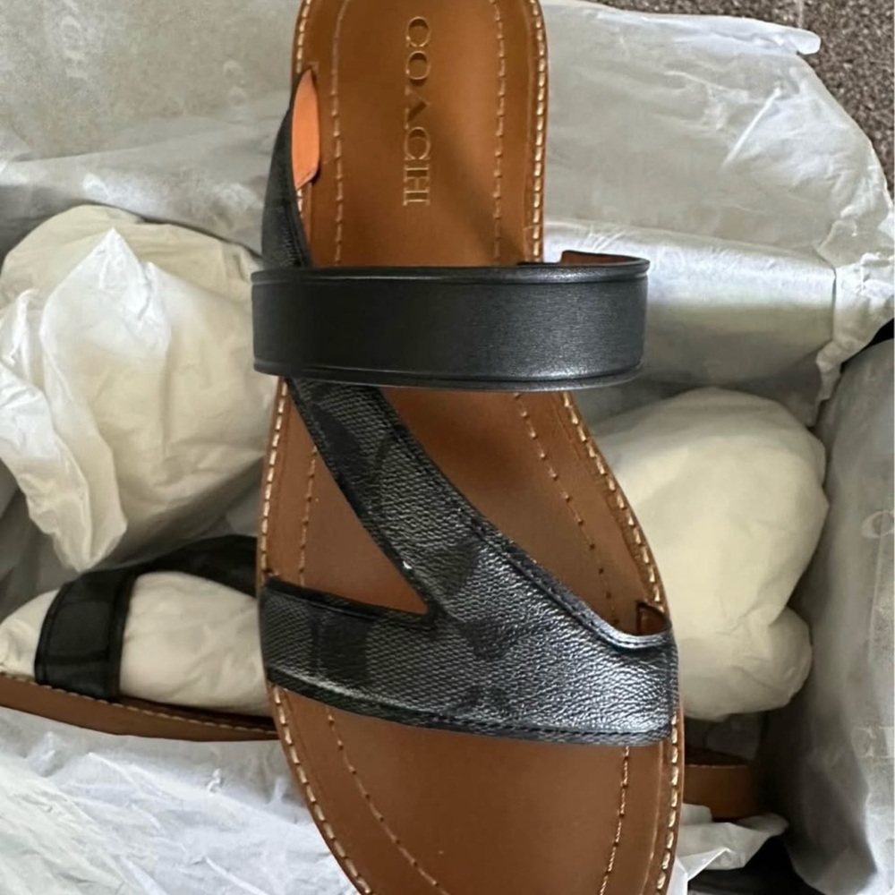Coach Black Minimalist Sandals with Modern Design